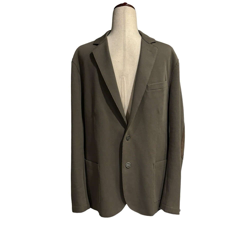 Eleventy Patch Pocket Jacket Khaki Grey Unstructured Blazer